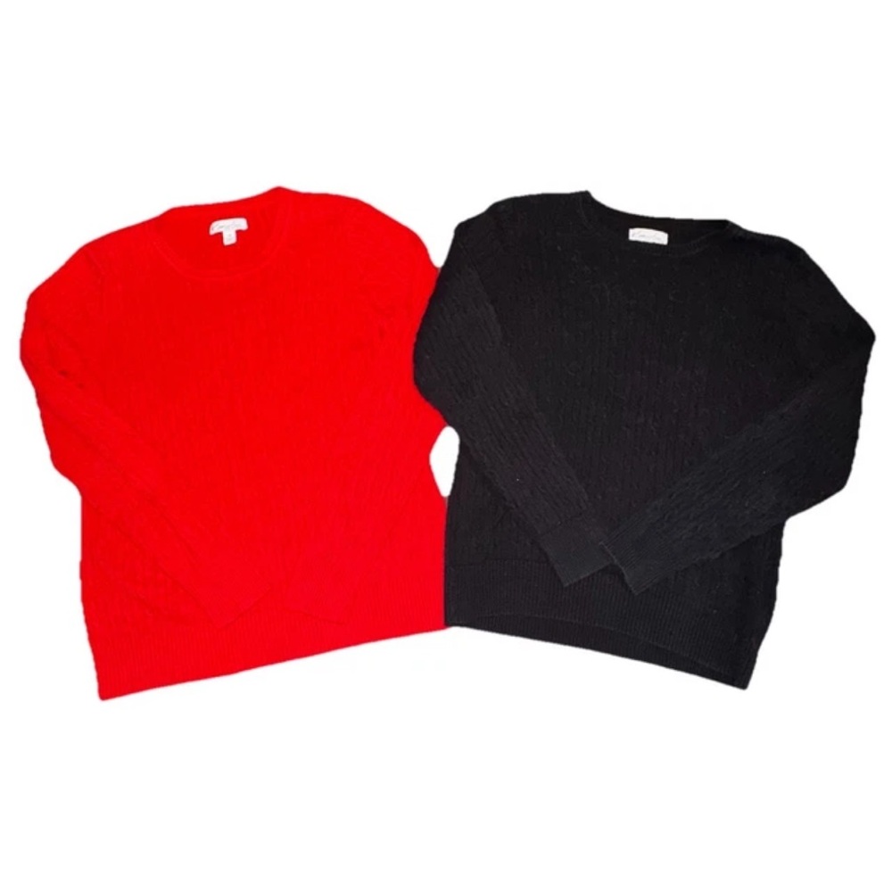 Kim Rogers Women’s Cable Knit Sweaters Bundle of 2 Red & Black Sz Petite Medium